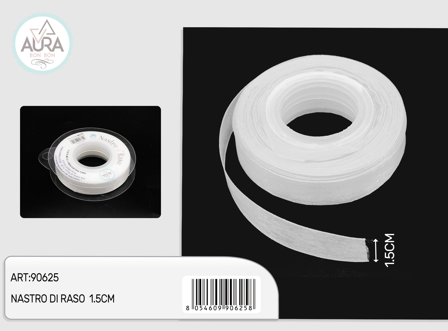 nastro organza 1,5cmx25y bianco