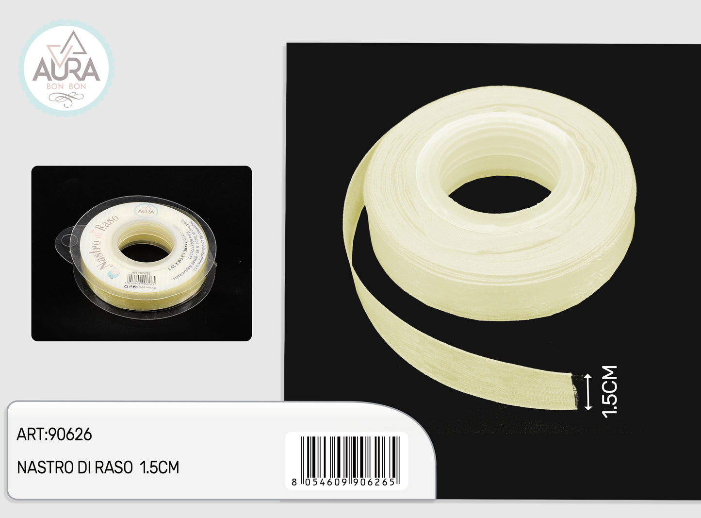 nastro organza 1,5cmx25y avorio