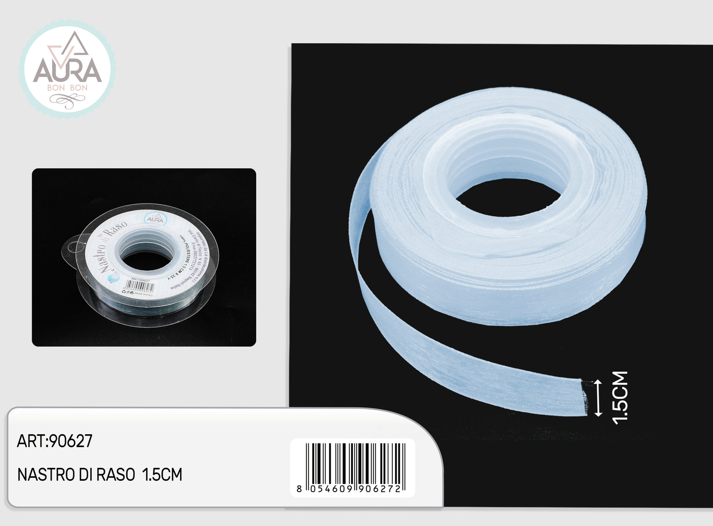 nastro organza 1,5cmx25y celeste