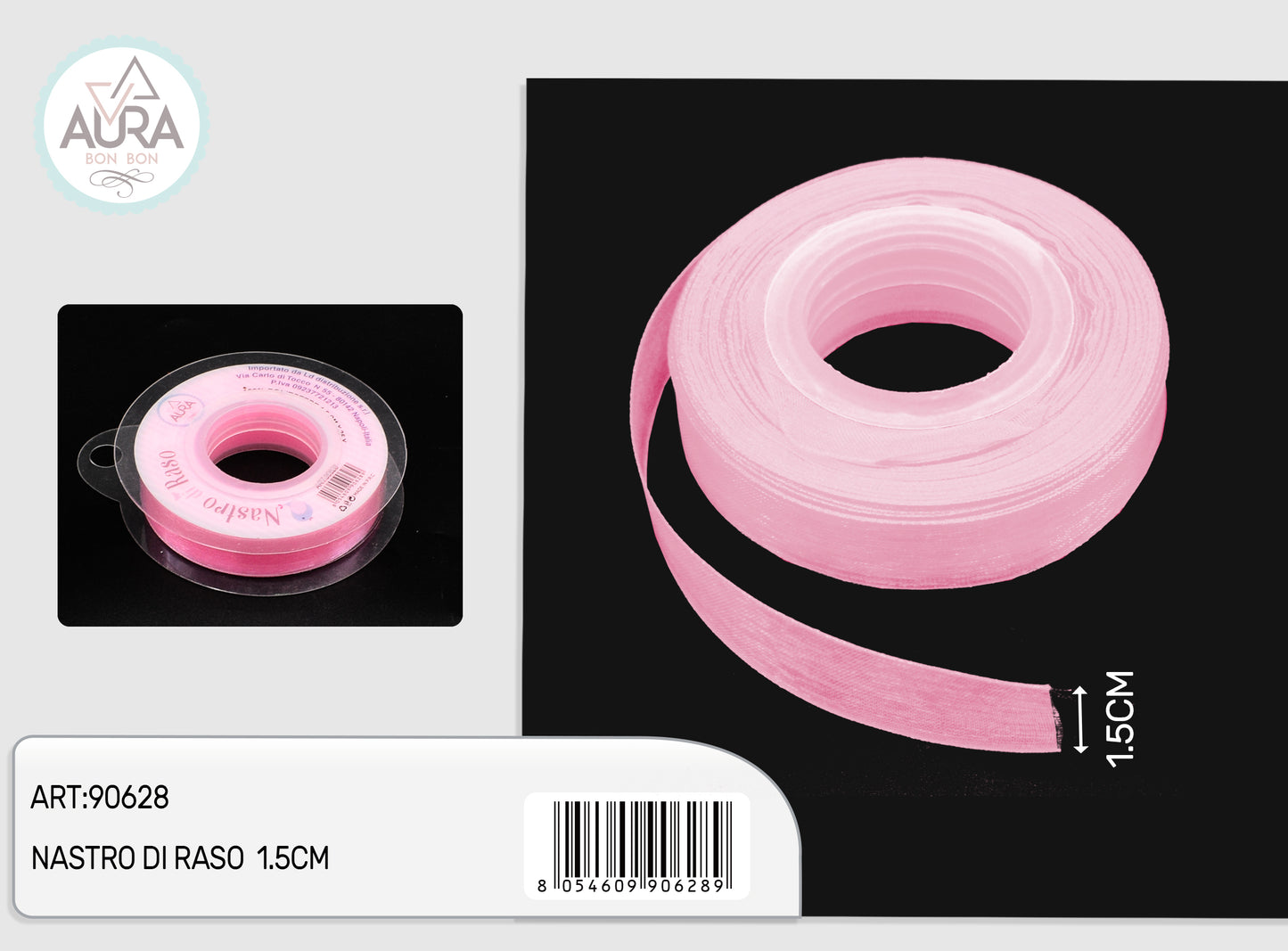nastro organza 1,5cmx25y rosa