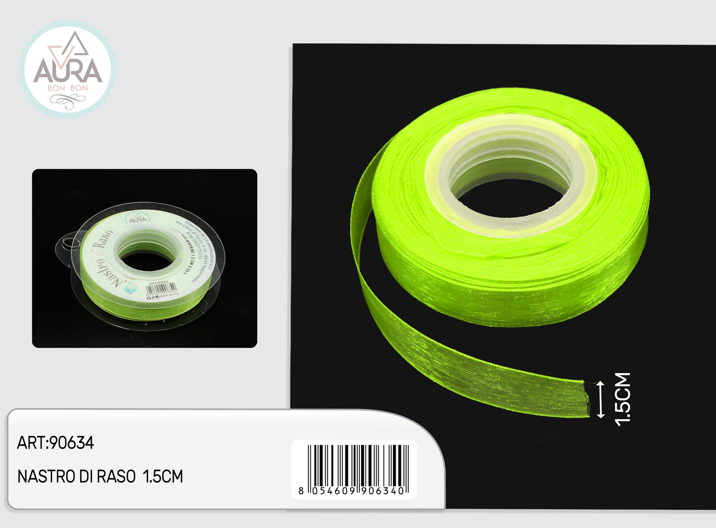nastro organza 1,5cmx25y verde chiaro
