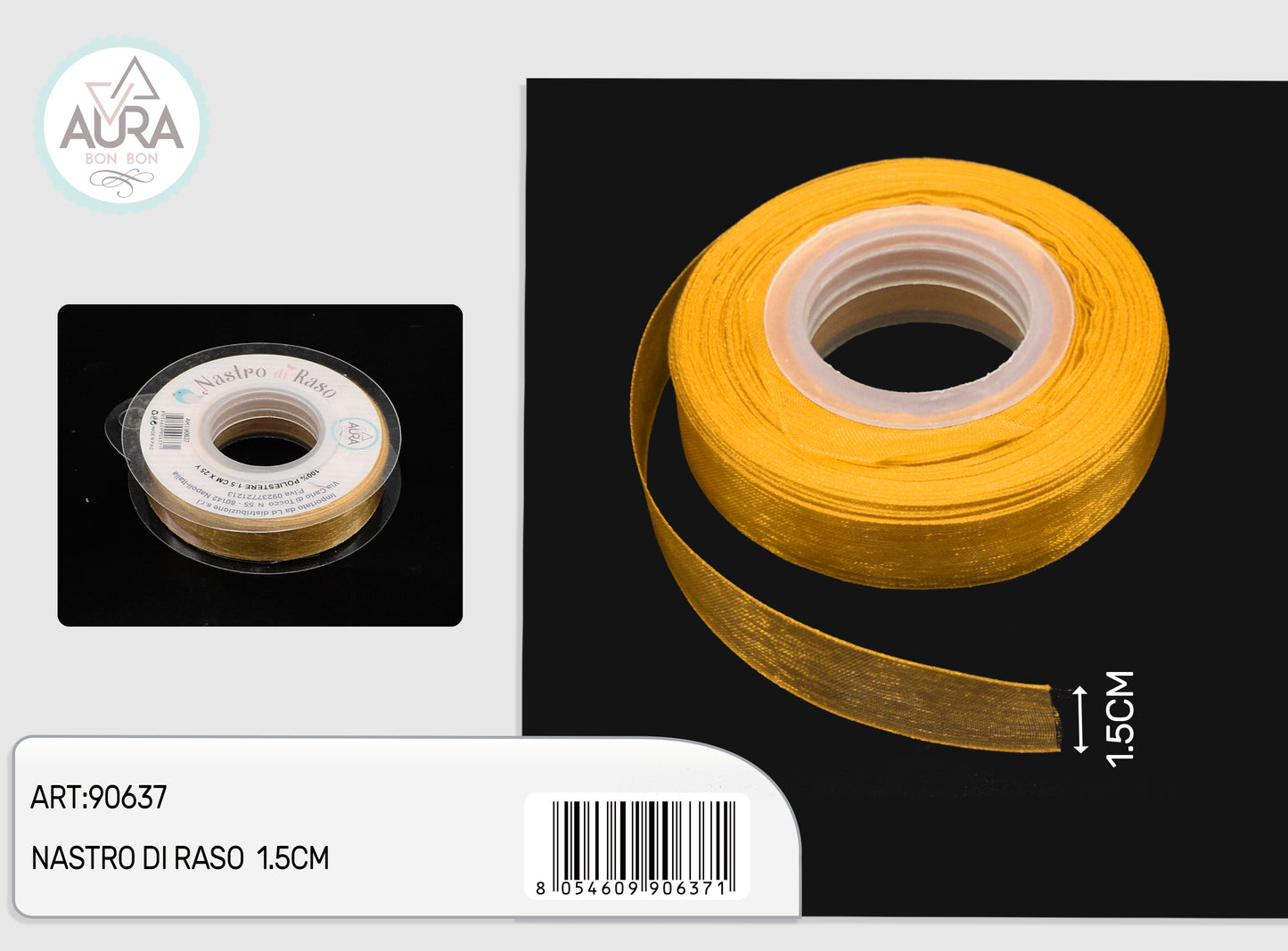 nastro organza 1,5cmx25y marrone