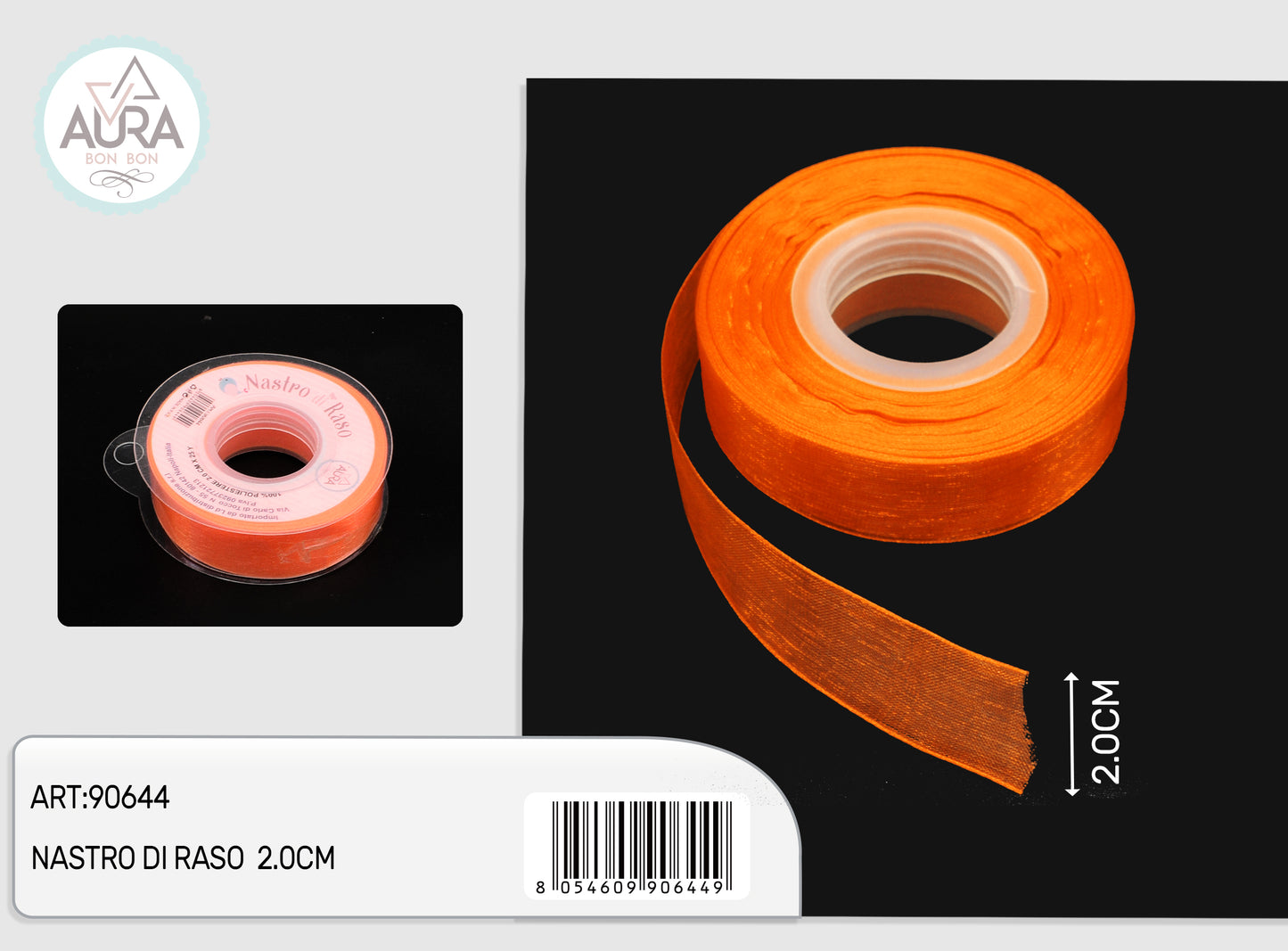 nastro organza 2cmx25y arancio