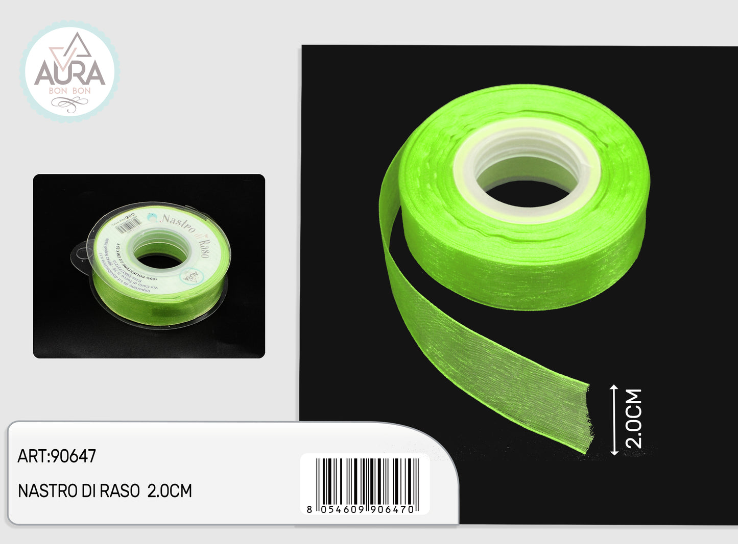 nastro organza 2cmx25y verde chiaro