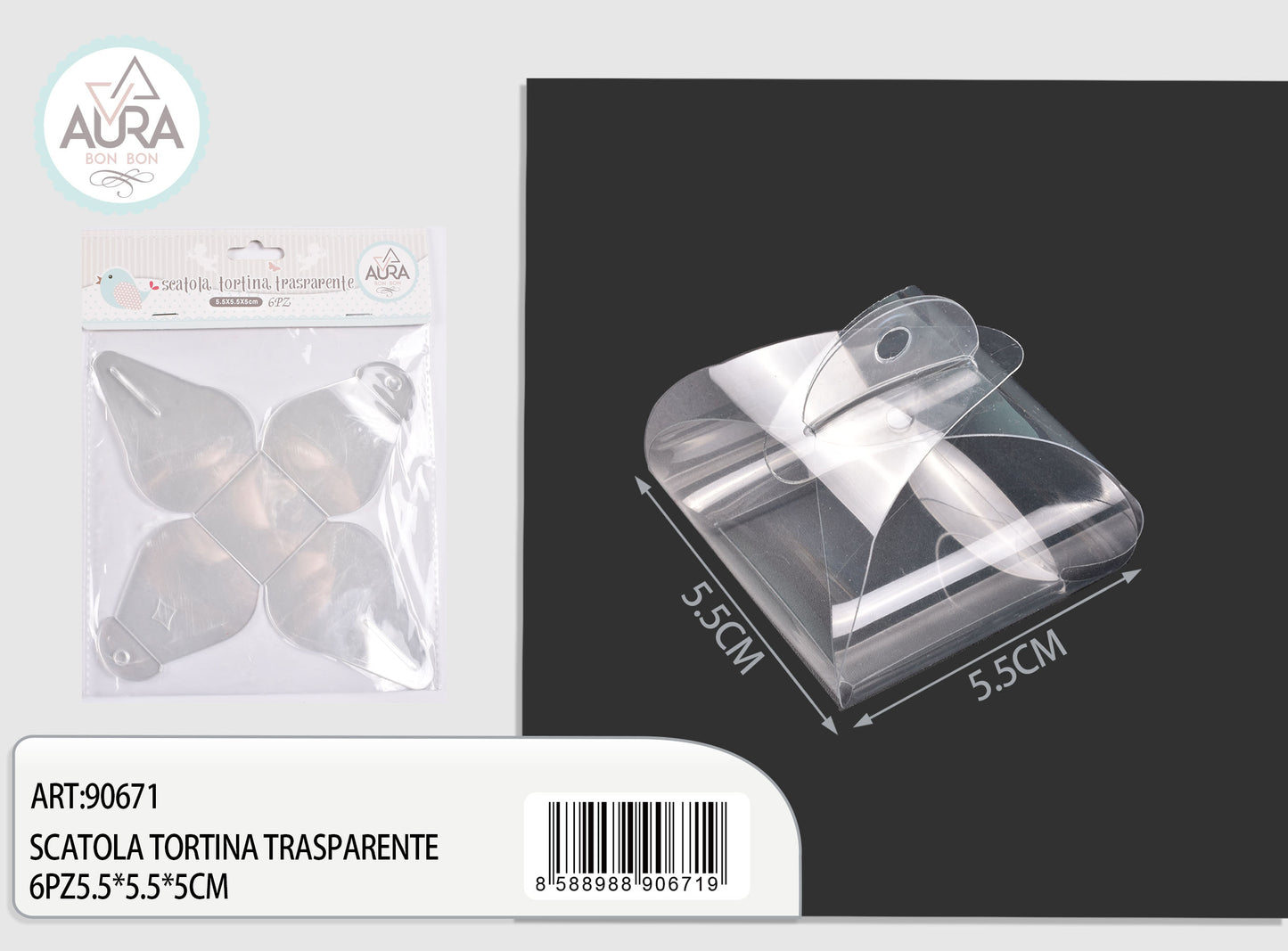Transparent cake box 6pcs 5.5x5.5x5cm