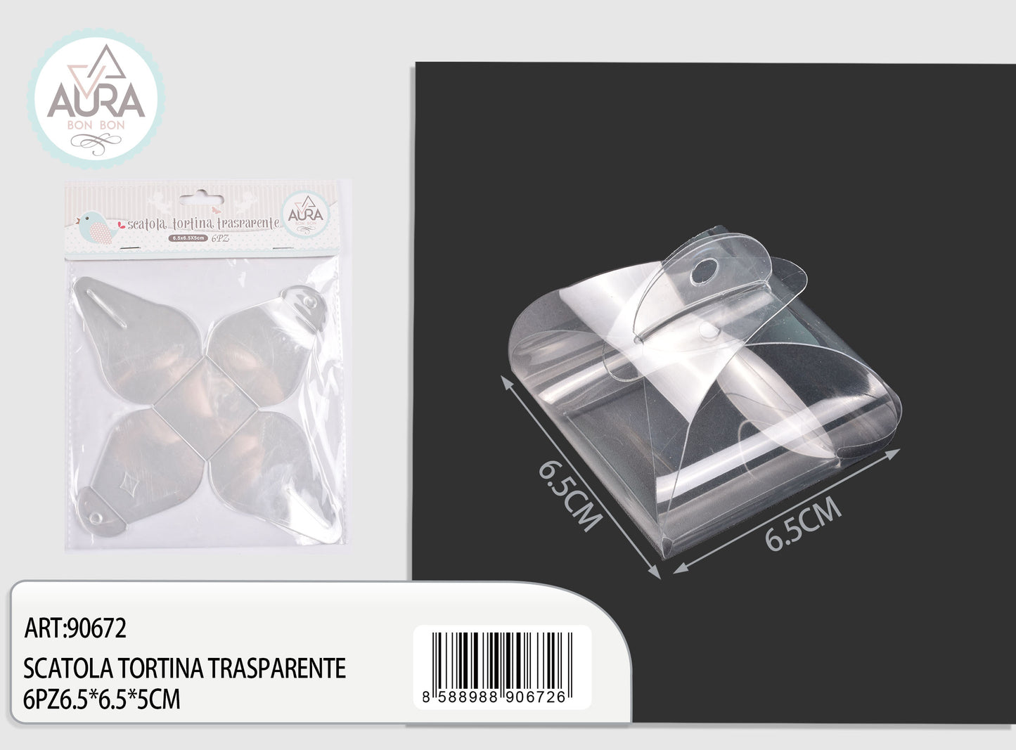 Transparent cake box 6pcs 6.5x6.5x5cm