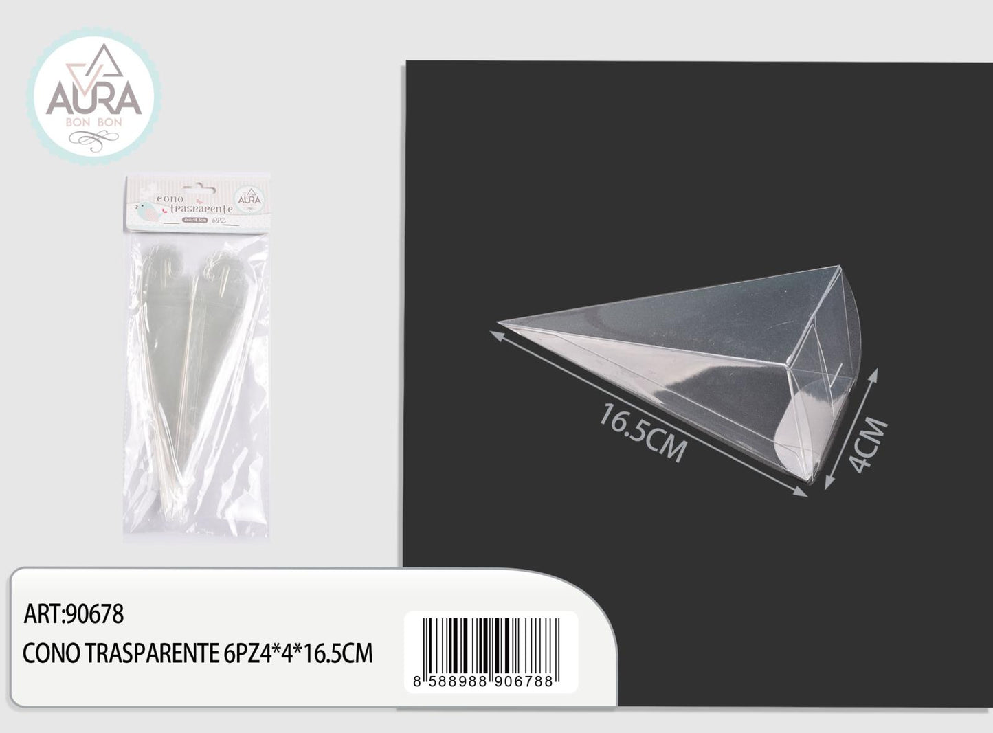 transparent cone 6pcs 4x4x16.5cm