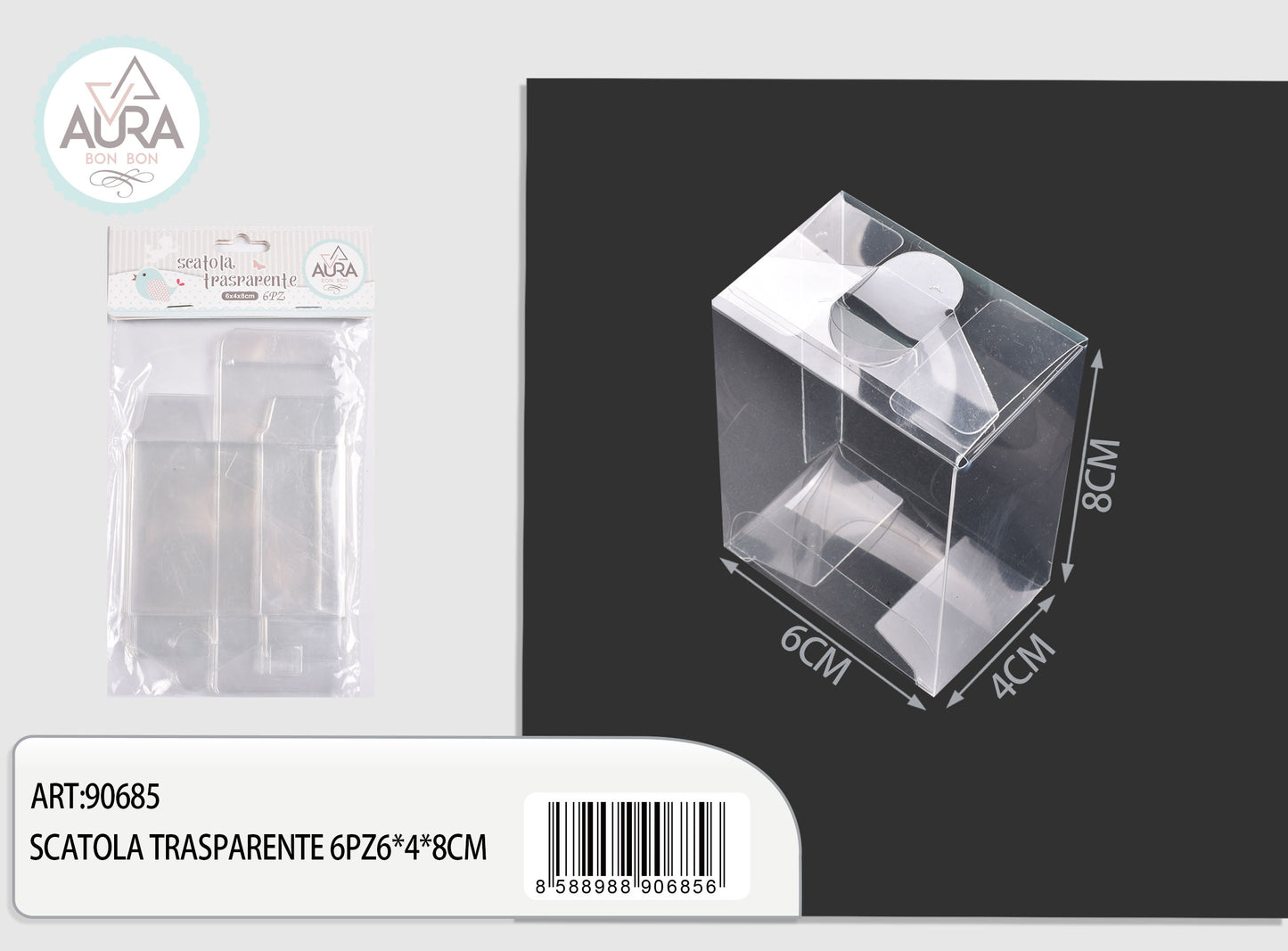 transparent box 6pcs 6x4x8cm