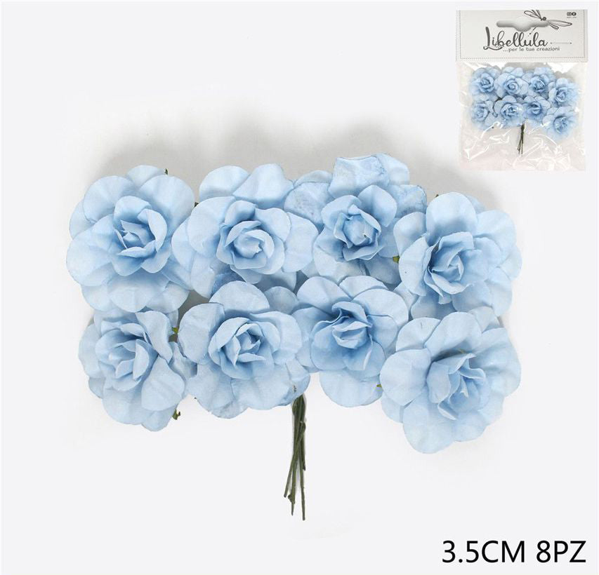 Fiori artificiali azzurri 3,5cm 8pz