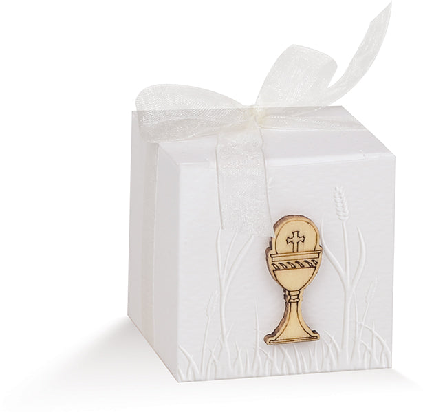 Box cubo comunione con tag calice 5x5x5cm