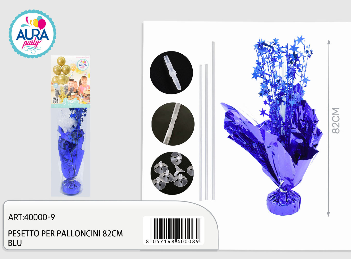 pesetto per palloncino h82cm blu
