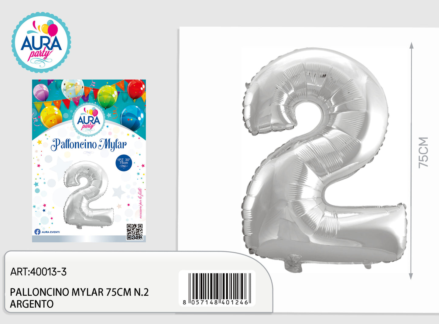palloncini mylar 32inch n.2 argento