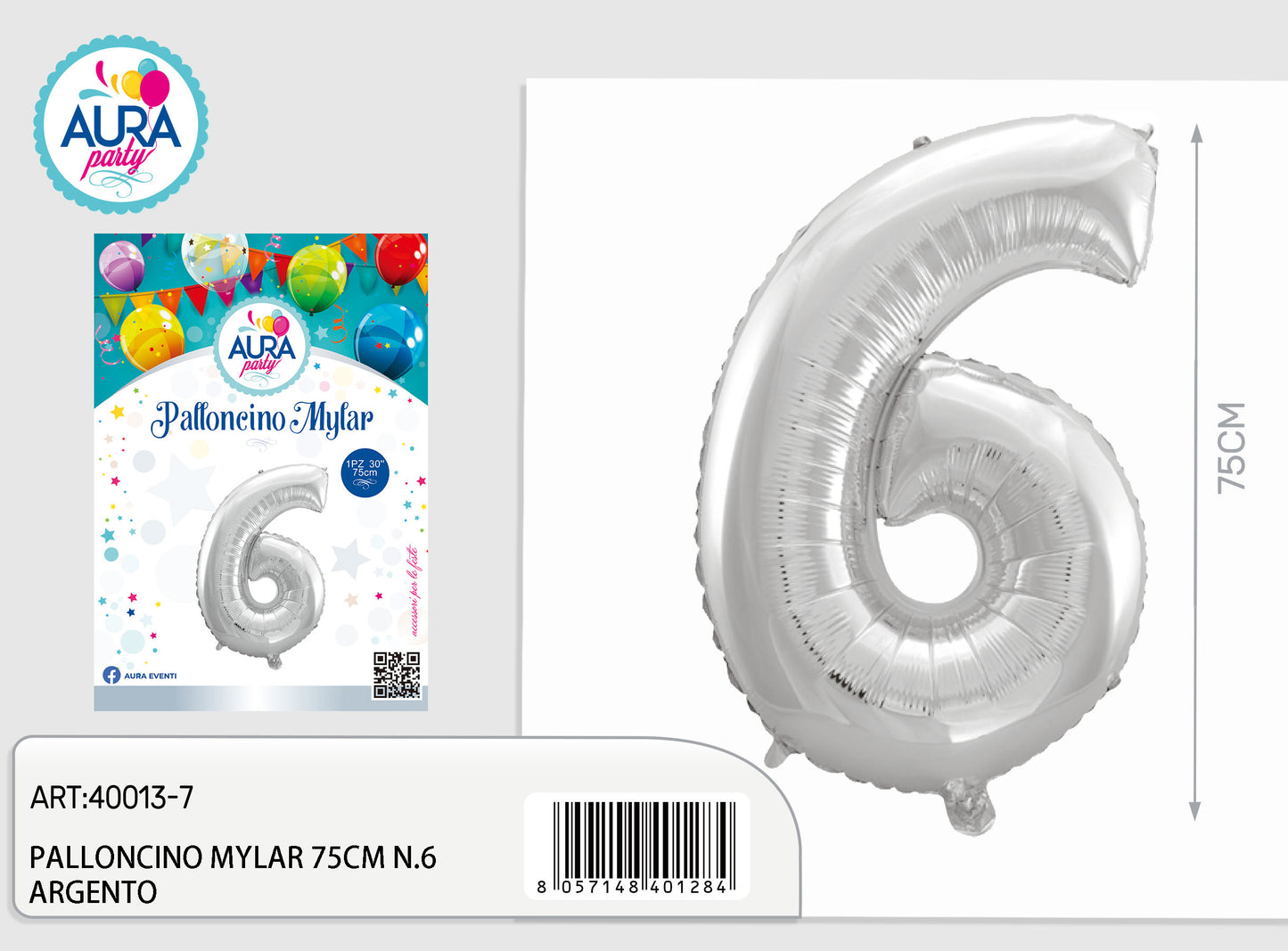palloncini mylar 32inch n.6 argento
