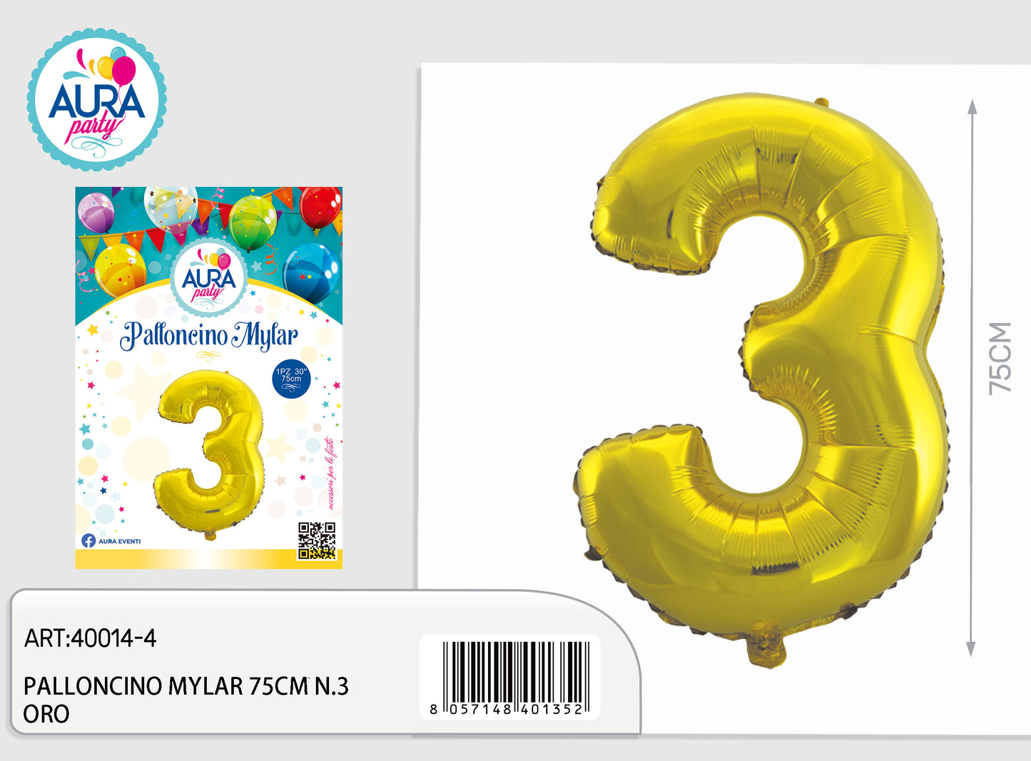 palloncini mylar 32inch n.3 oro