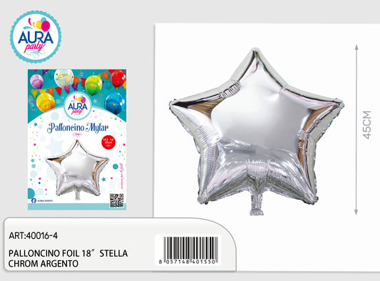palloncino foil 18inch stella chrome argento