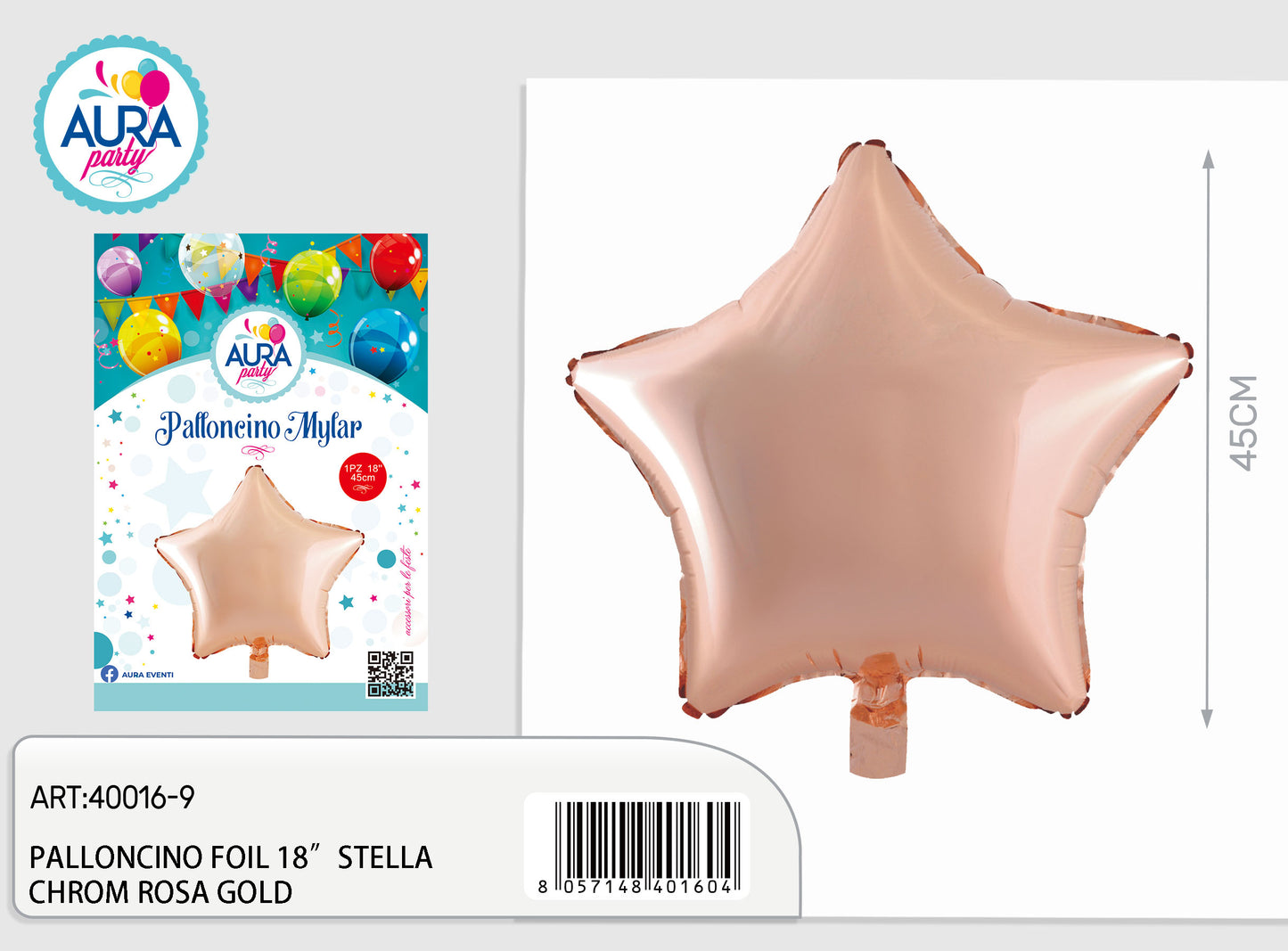 palloncino foil stella chrom rosa gold