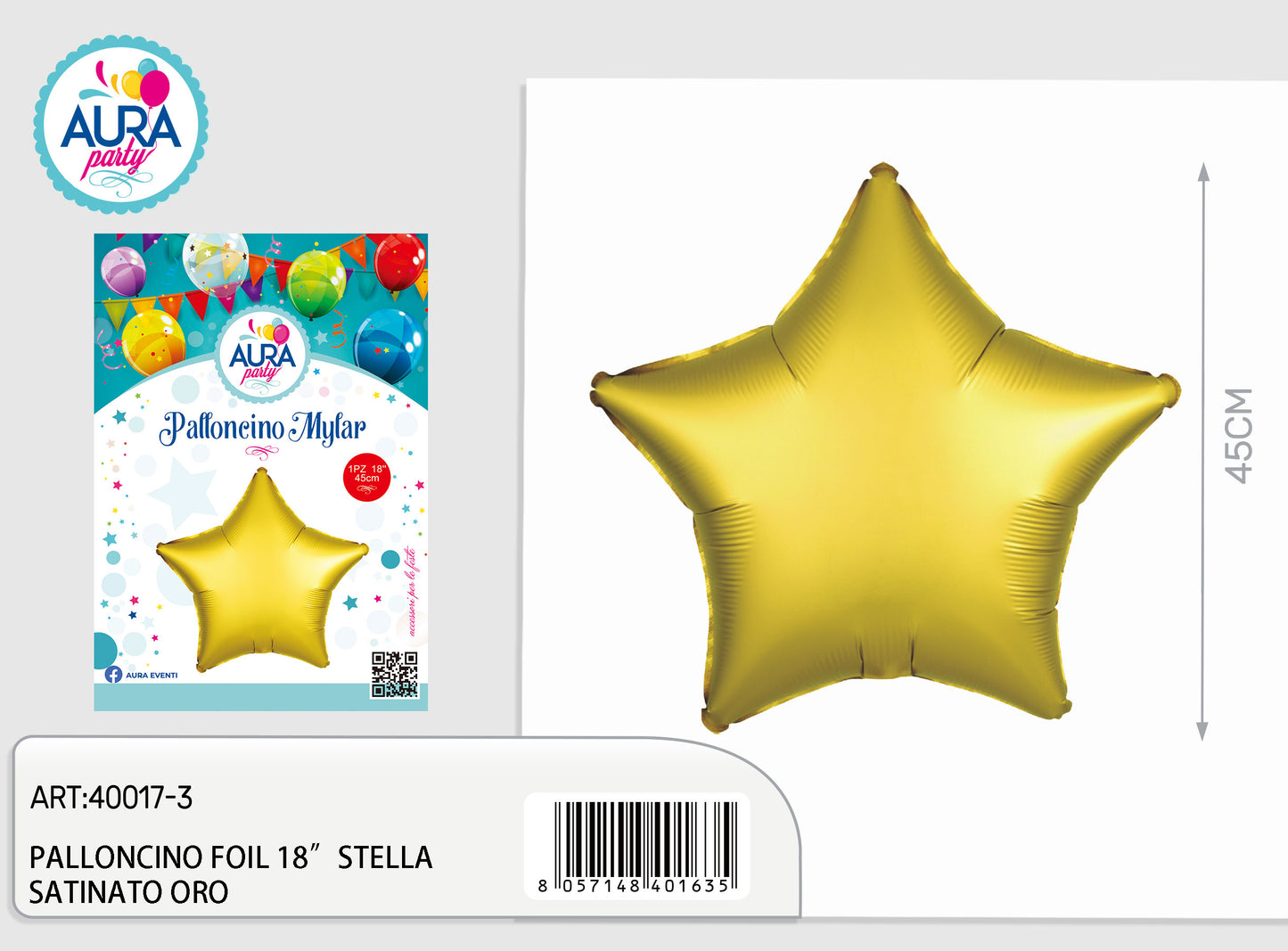 palloncino foil stella satinato oro
