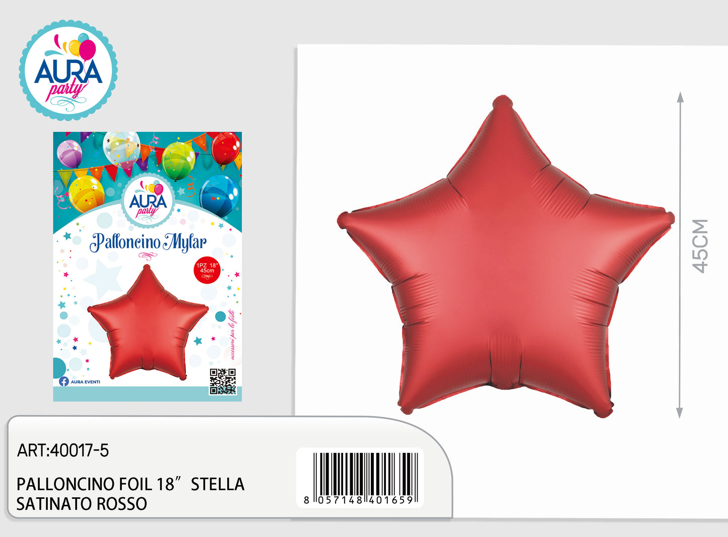 palloncino foilstella satinato rosso