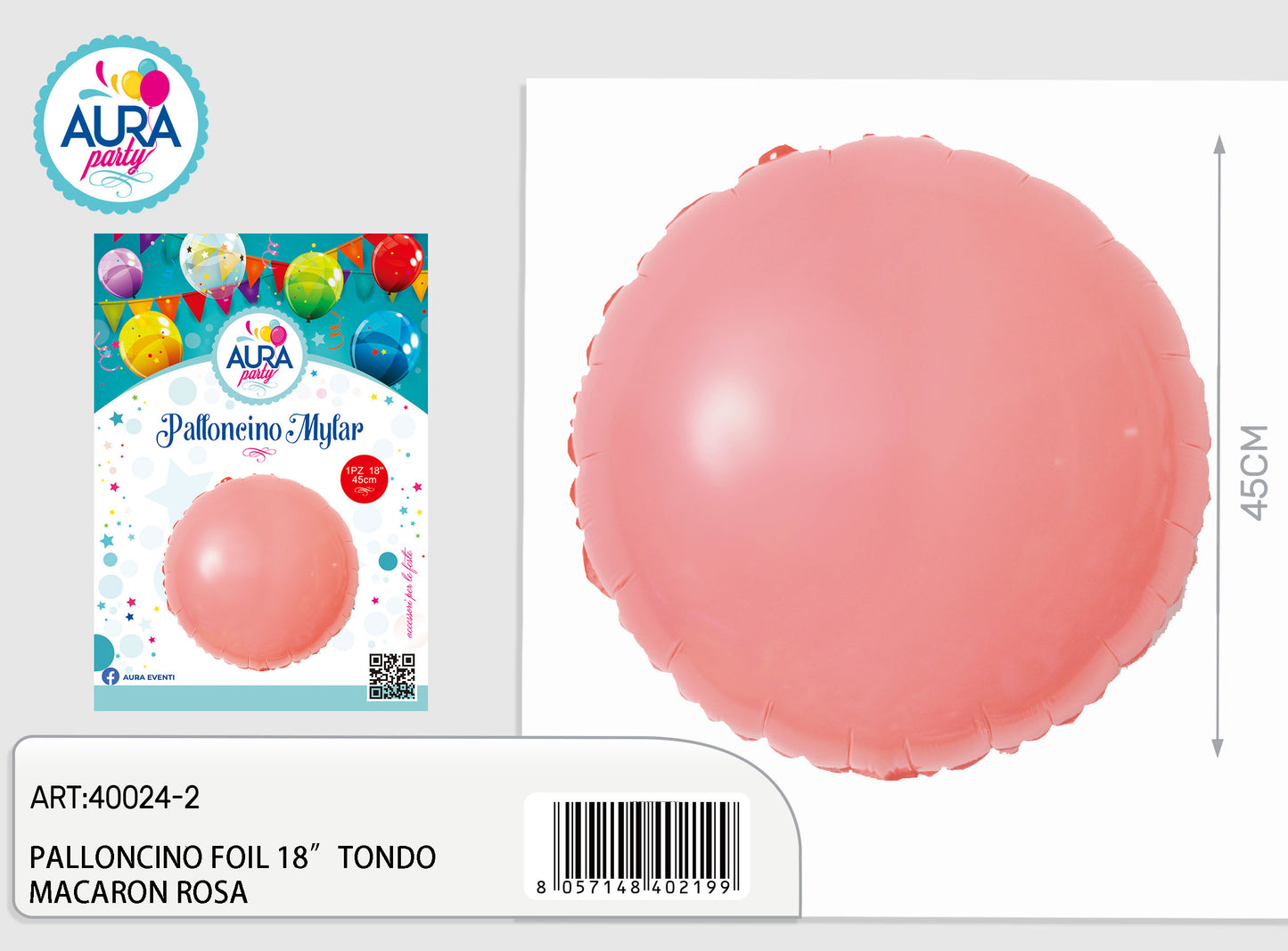 palloncino foil 18inch tondo macaron rosa
