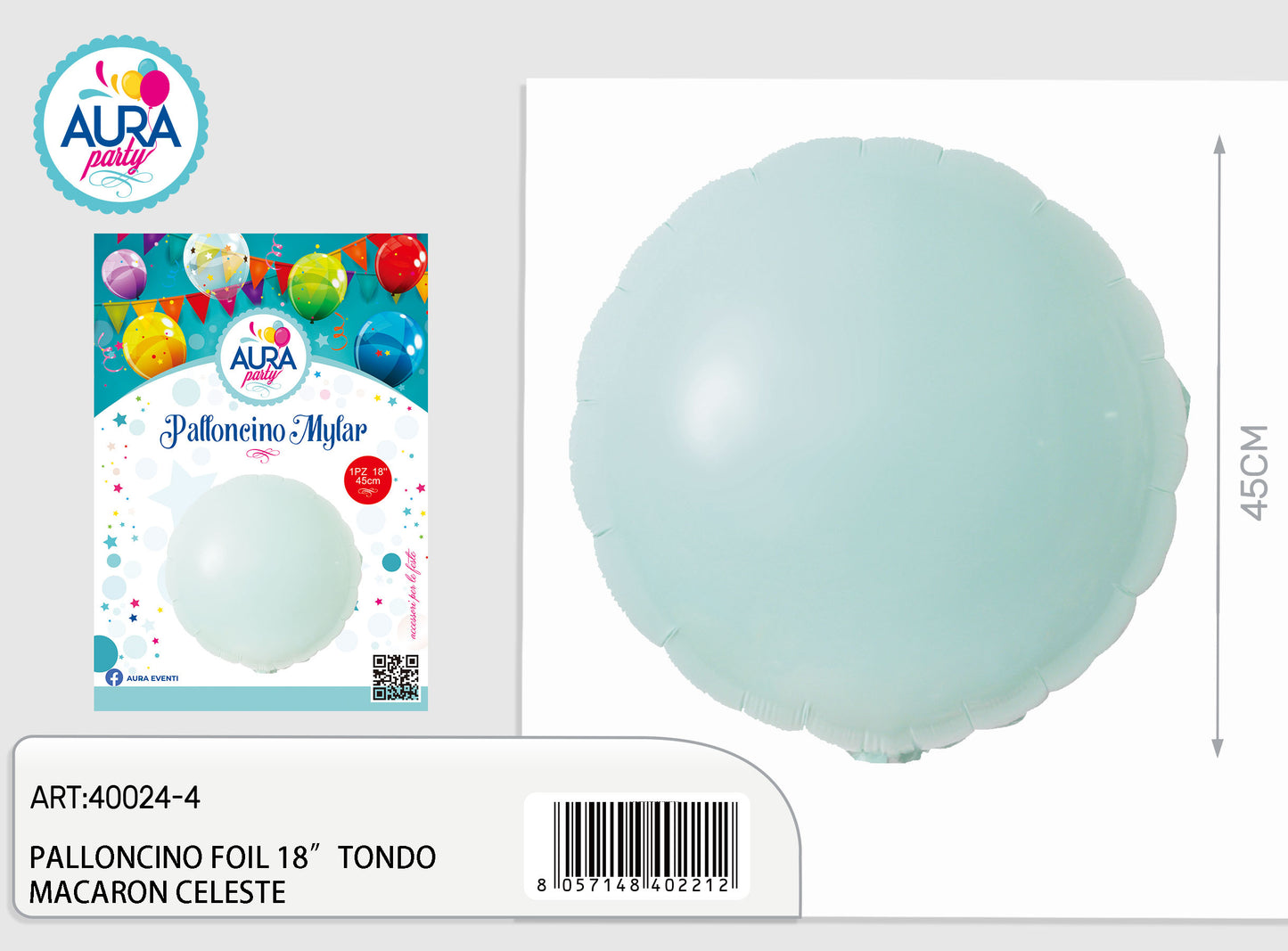 18-inch round light blue macaron foil balloon