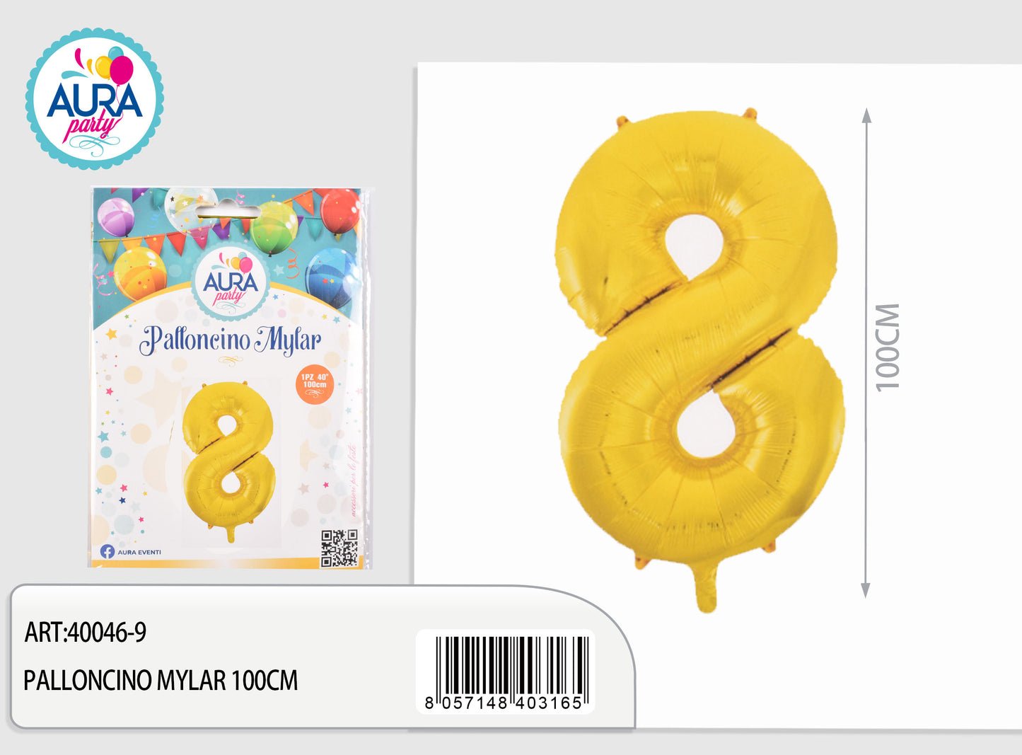 palloncini mylar 40inch n.8 oro