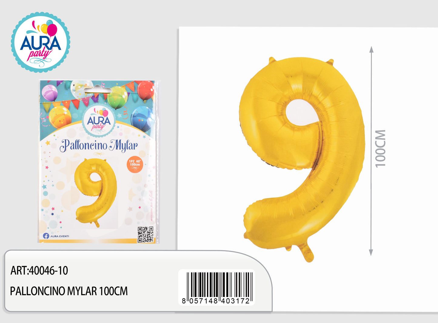 palloncini mylar 40inch n.9 oro