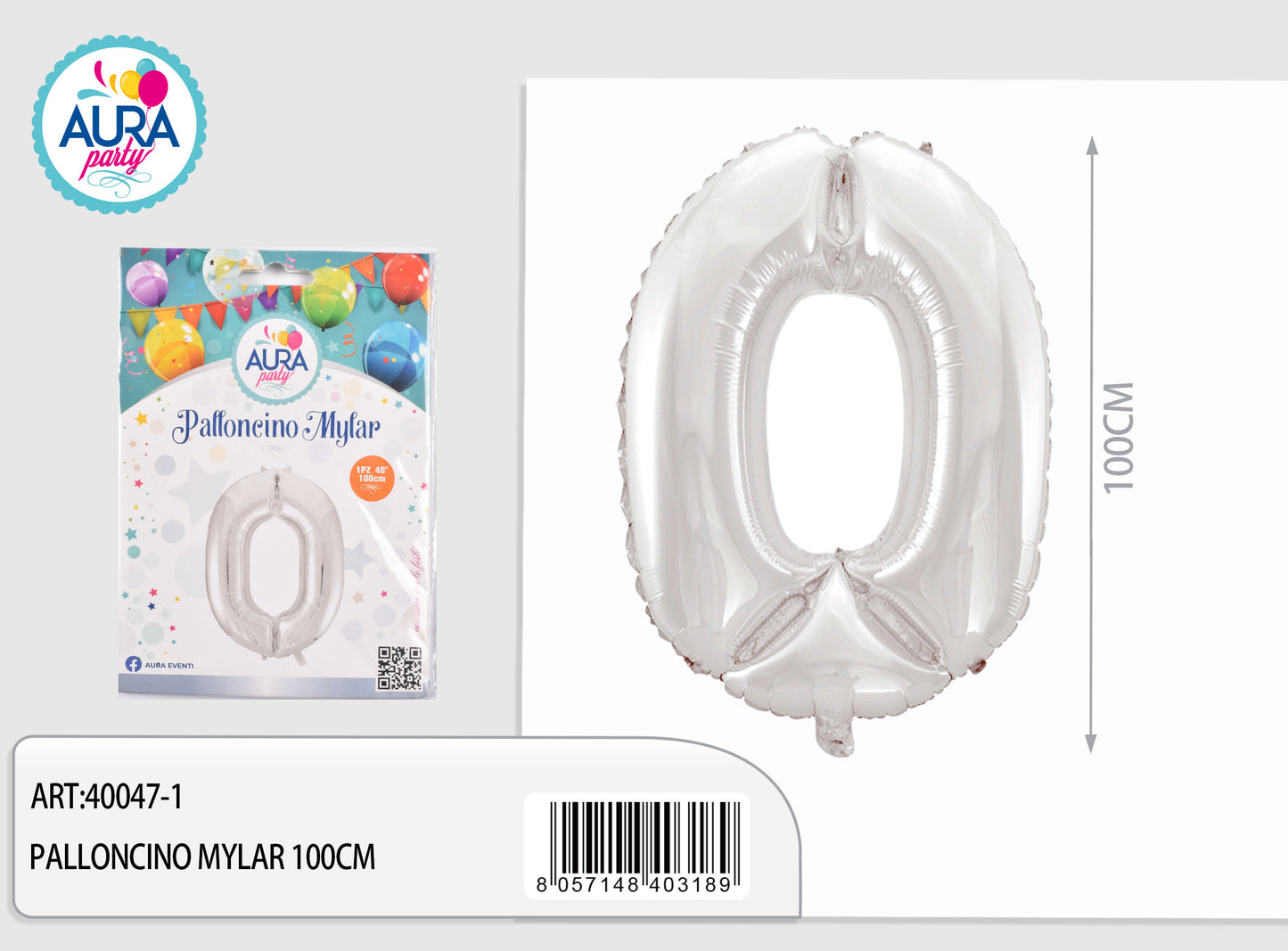 palloncini mylar 40inch n.0 argento