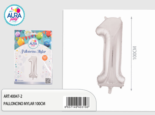 palloncini mylar 40inch n.1 argento