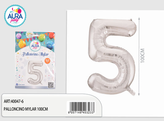 palloncini mylar 40 inch n.5 argento