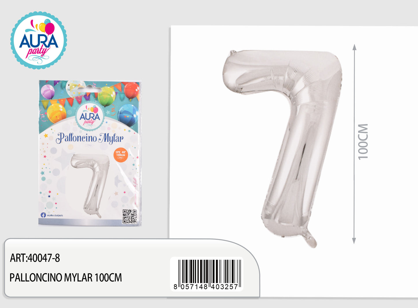 palloncini mylar 40inch n.7 argento