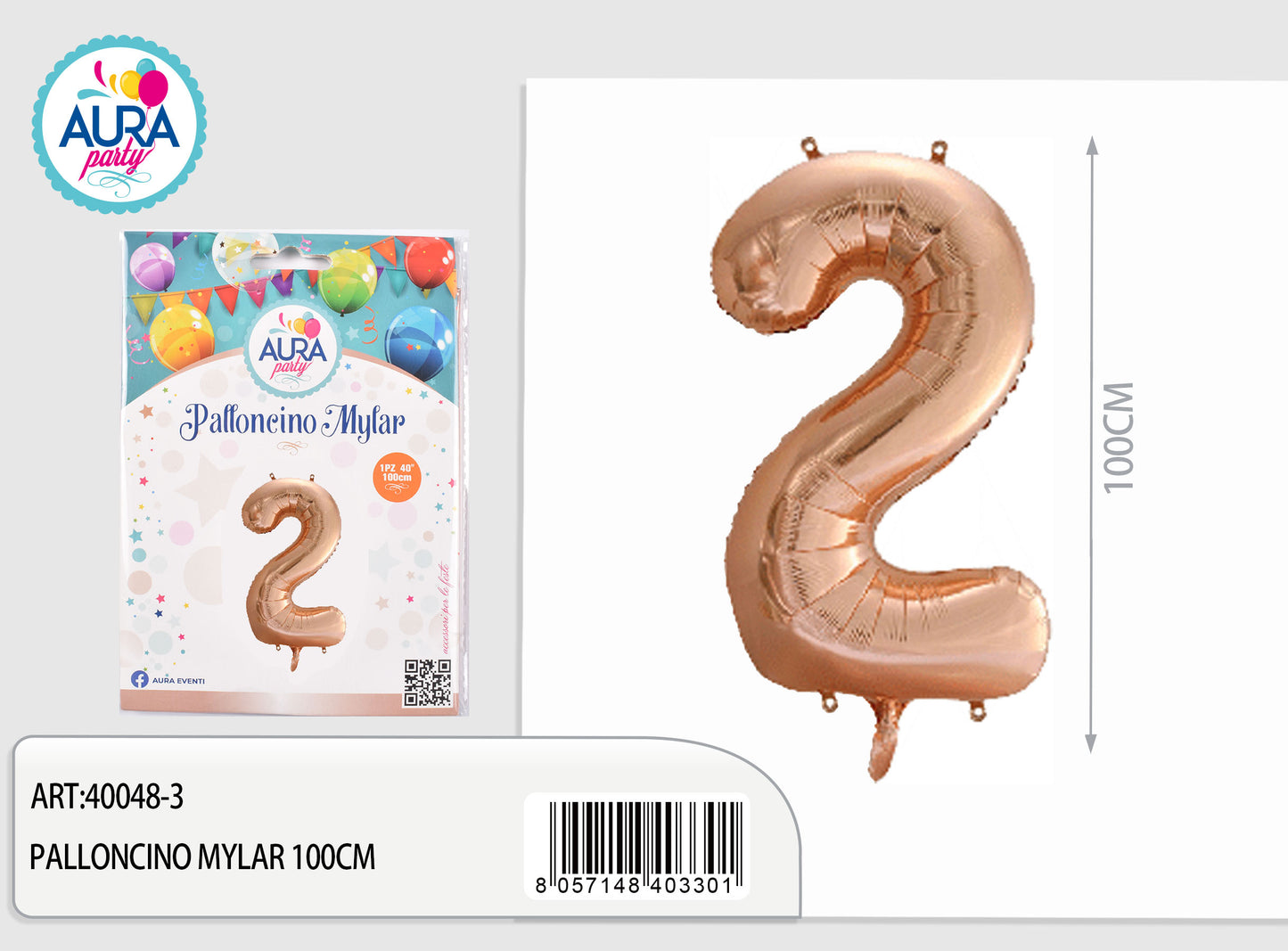 palloncini mylar 40inch n.2 rosa gold