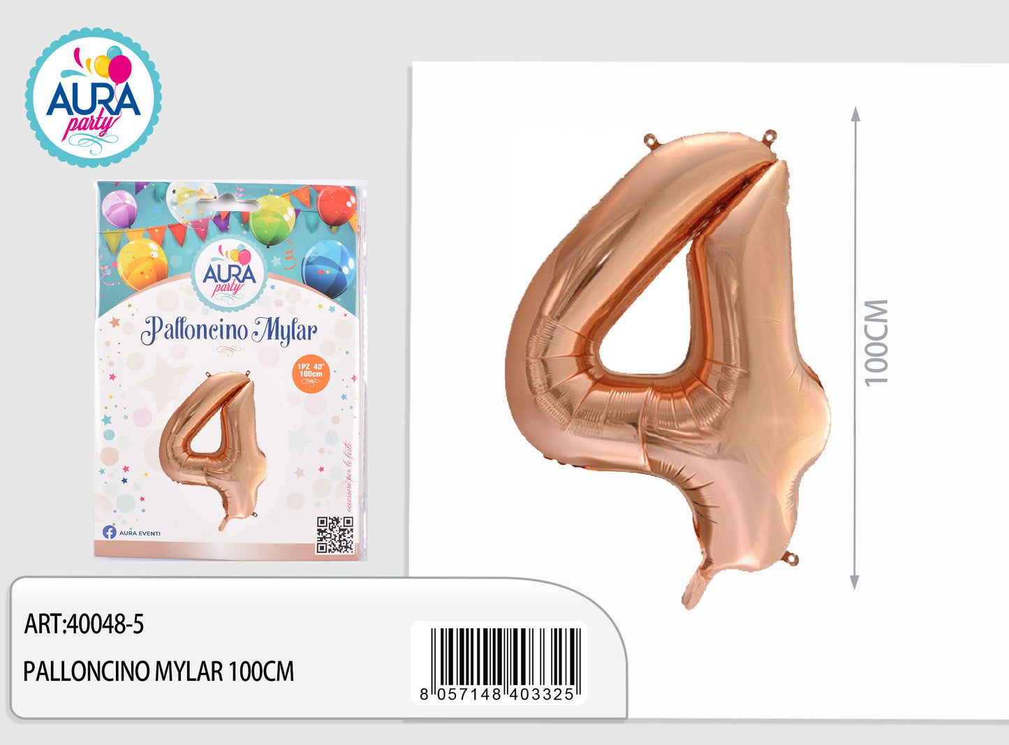 palloncini mylar 40inch n.4 rosa gold