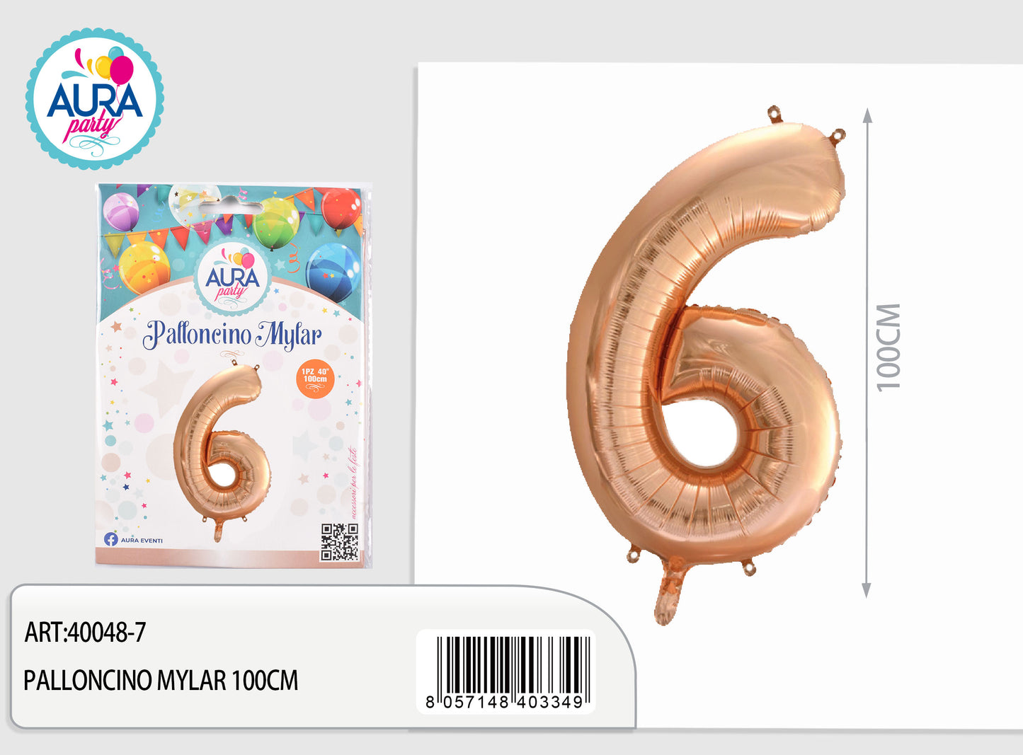 palloncini mylar 40inch n.6 rosa gold