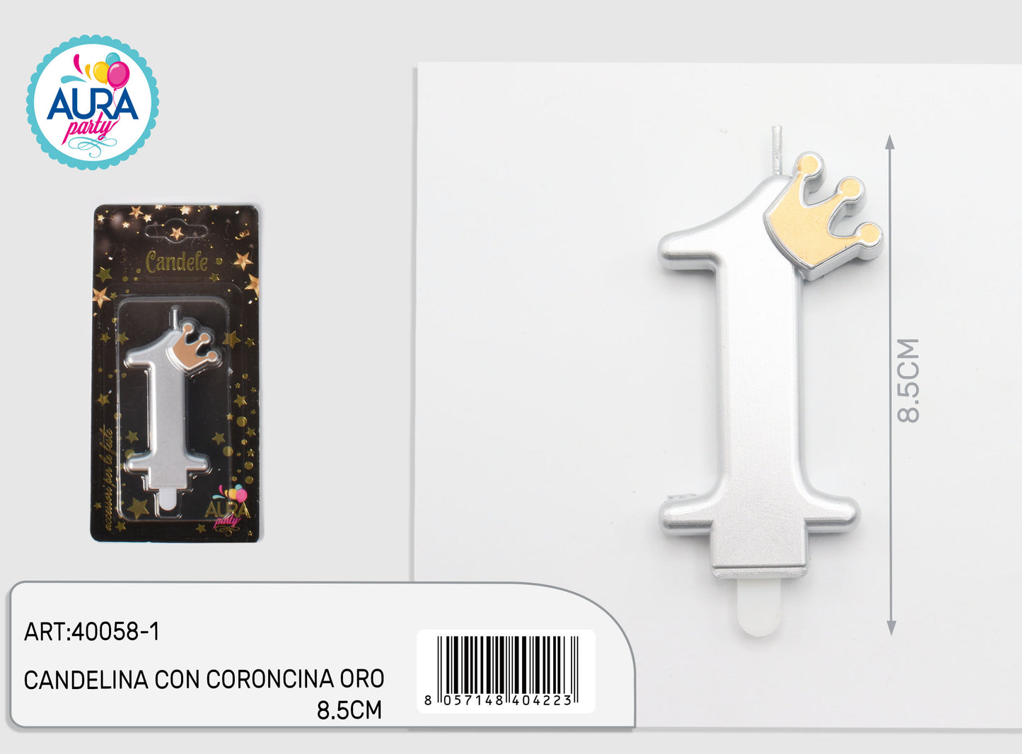 candelina argento con coroncina oro 1