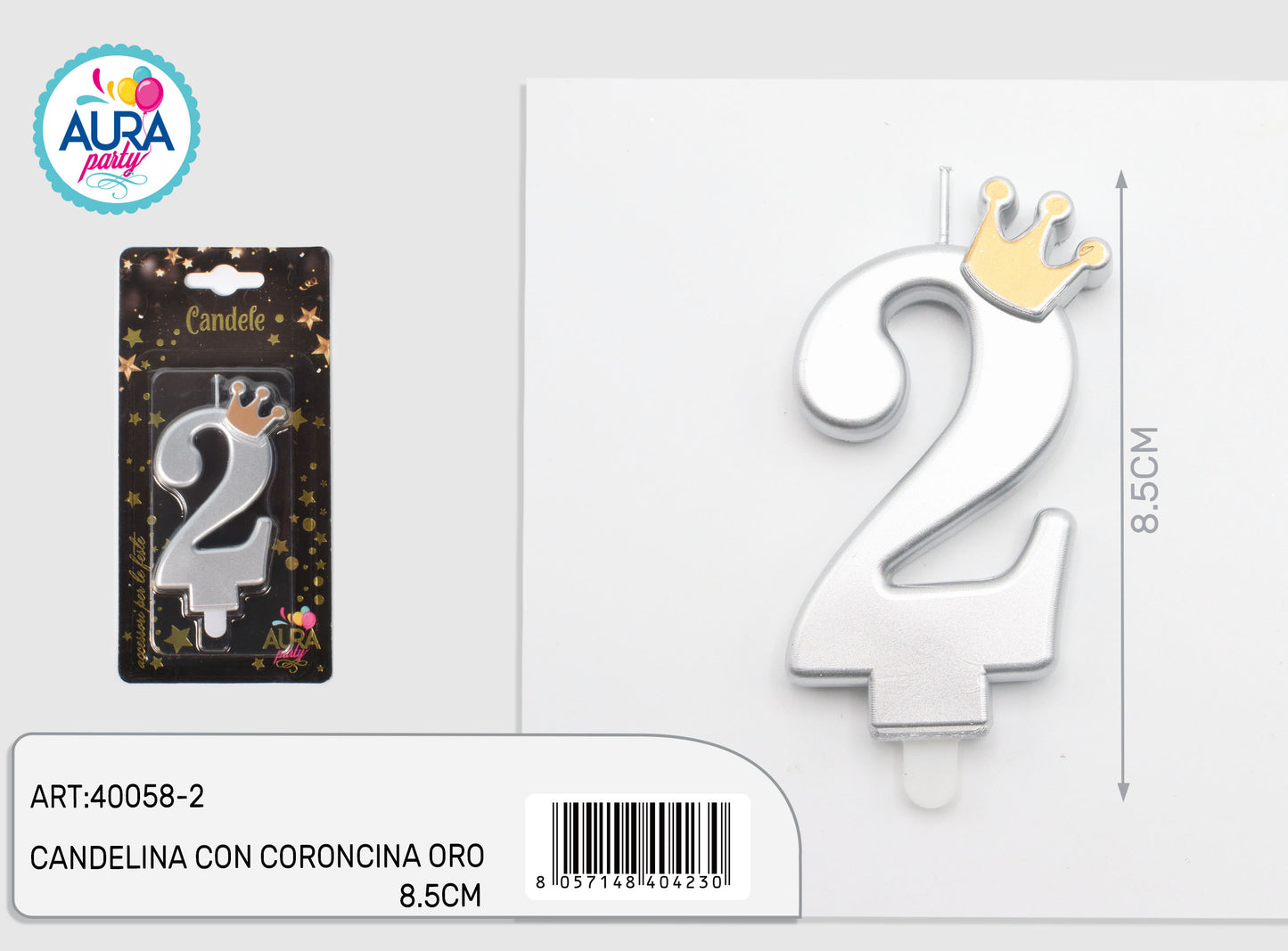 candelina argento con coroncina oro 2