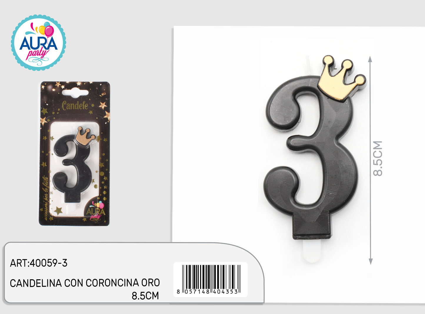 candelina nera con coroncina oro 3