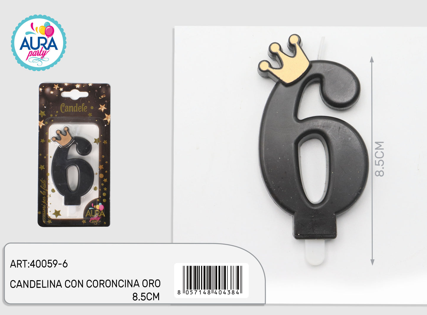 candelina nera con coroncina oro 6