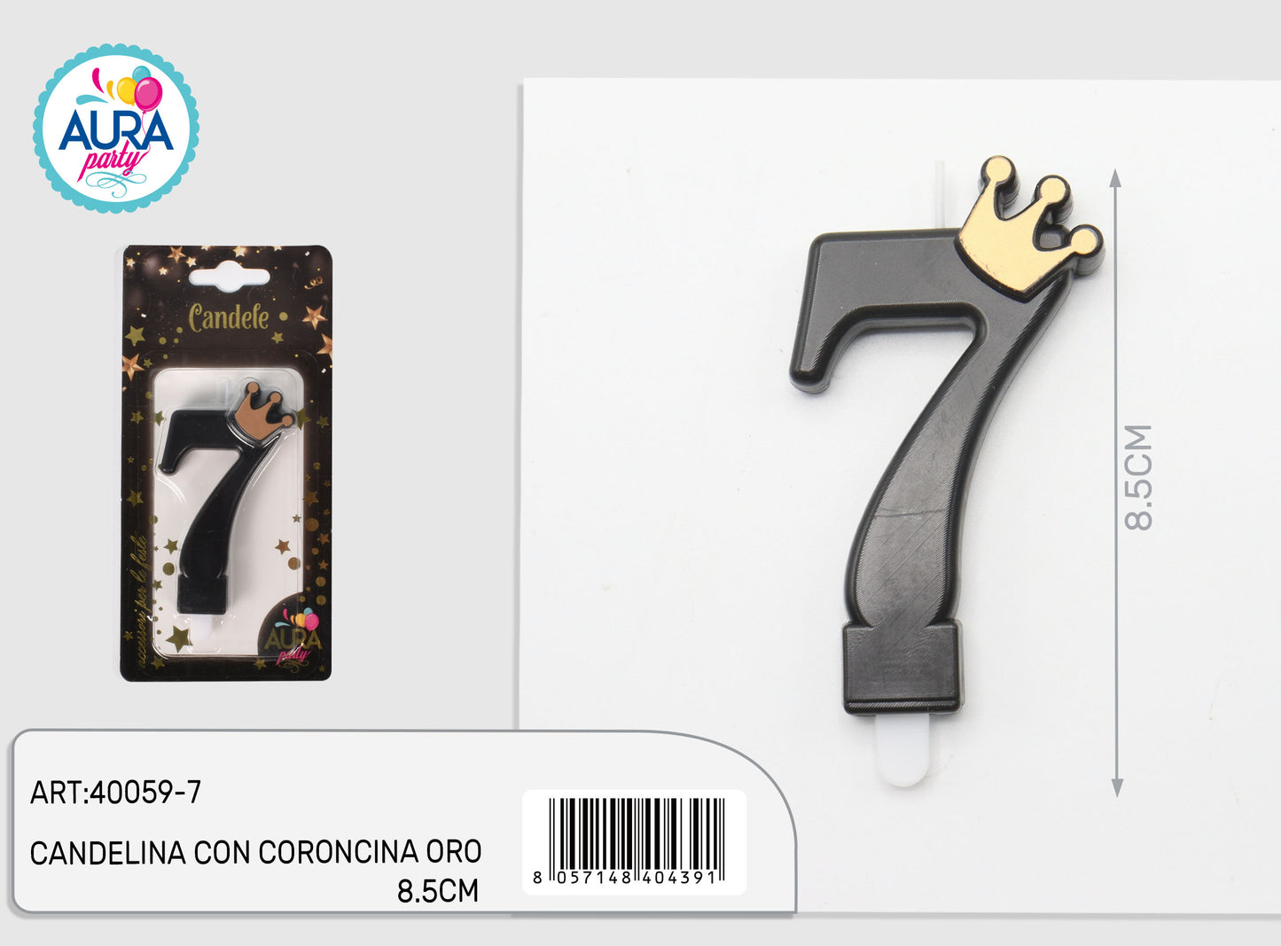 candelina nera con coroncina oro 7