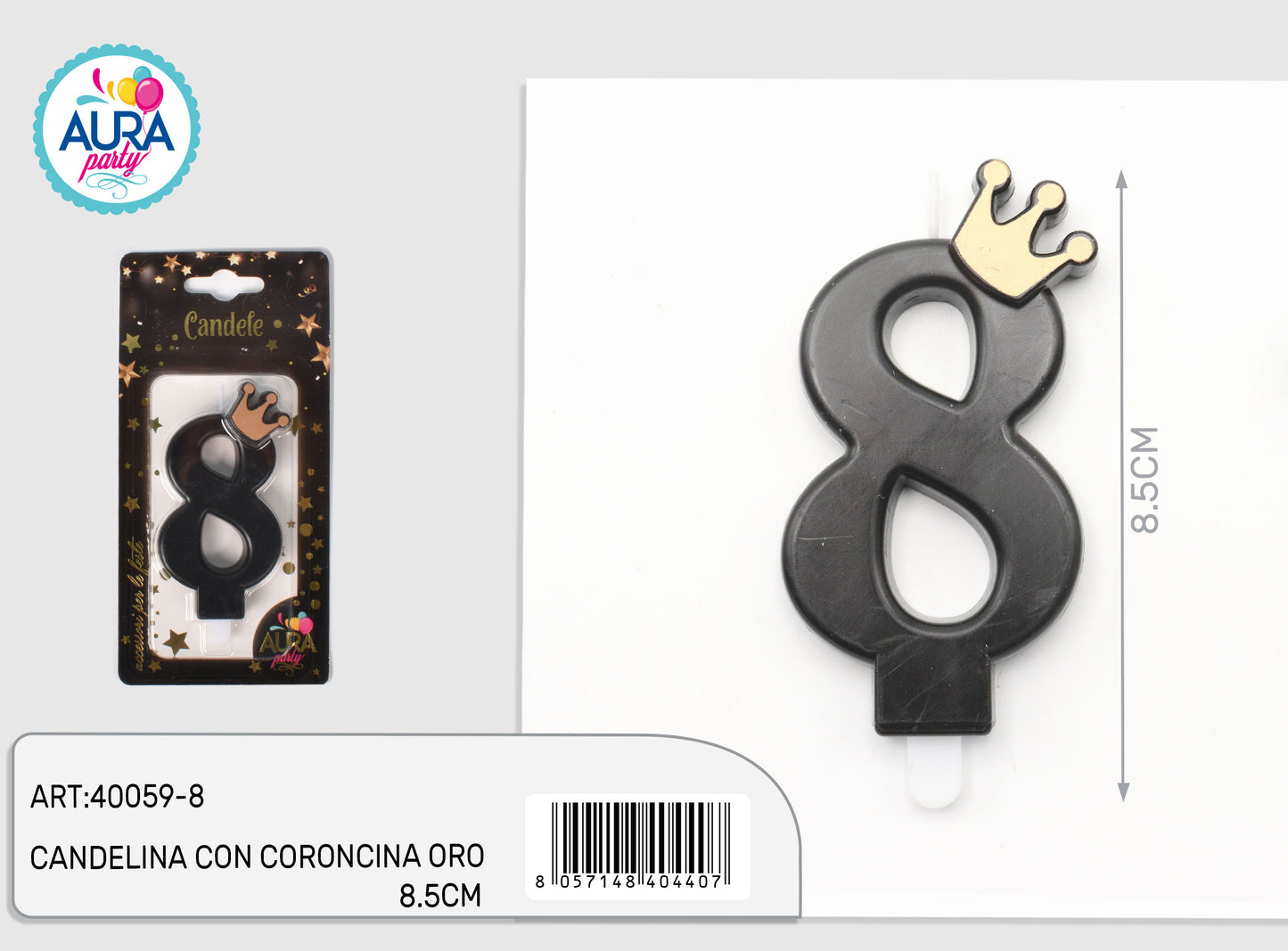 candelina nera con coroncina oro 8