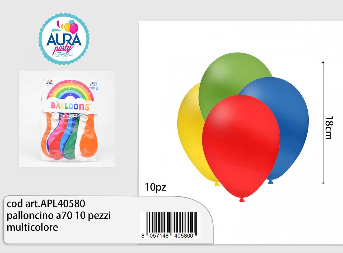 palloncino a70 10pezzi multicolore