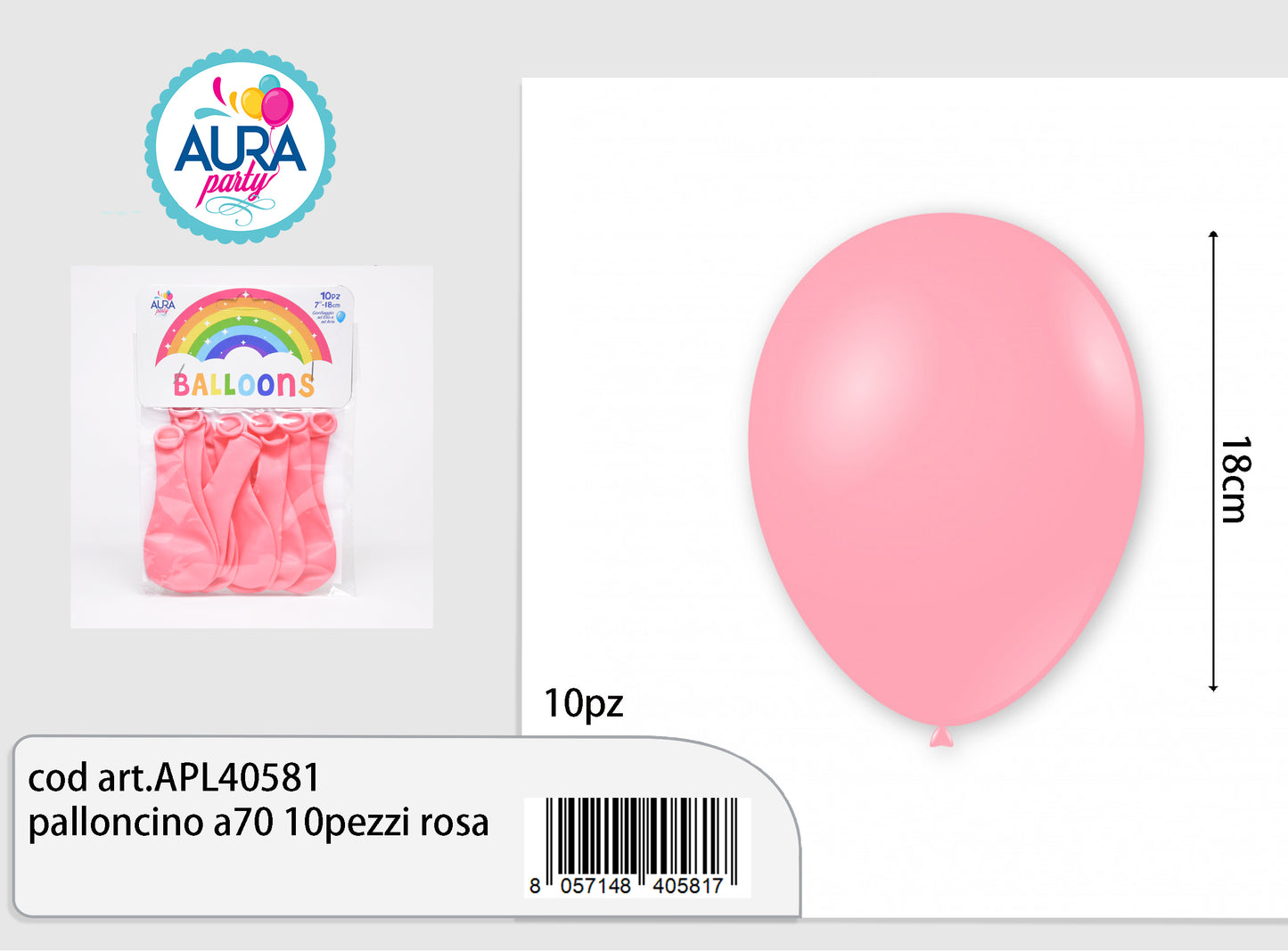 palloncino a70 10pezzi rosa