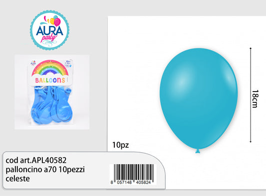 10-piece light blue A70 balloon