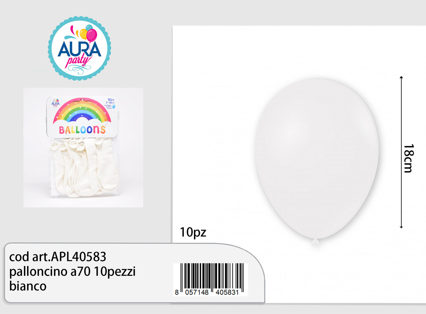 palloncino a70 10pezzi bianco