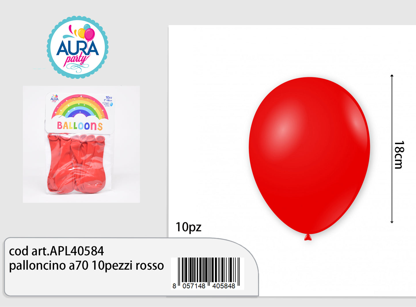 palloncino a70 10pezzi rosso