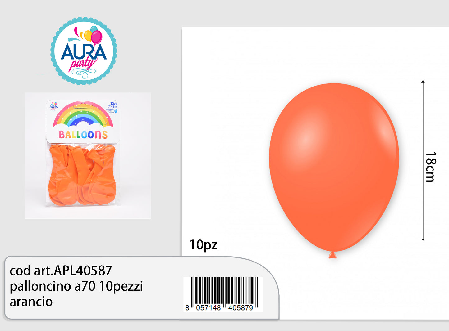 palloncino a70 10pezzi arancio