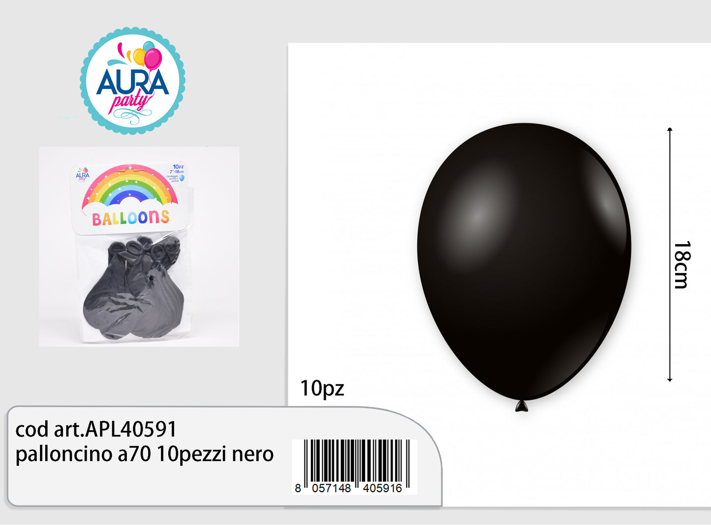 palloncino a70 10pezzi nero