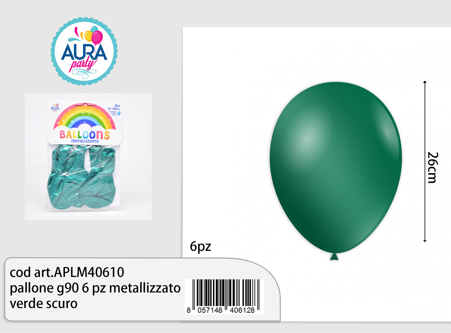 pallone g90 6 pz metallizzato verde scuro
