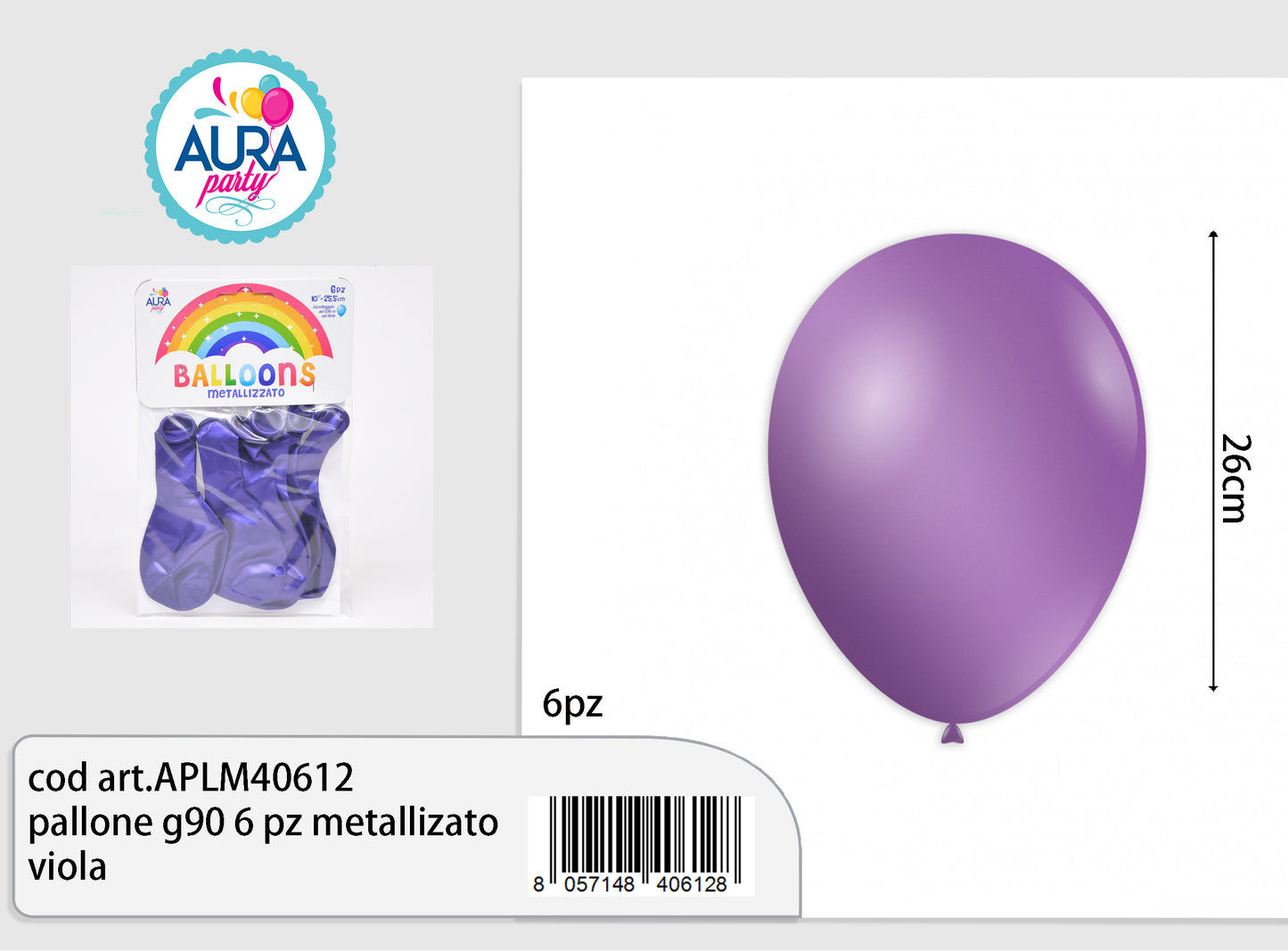 pallone g90 6 pz metallizato viola