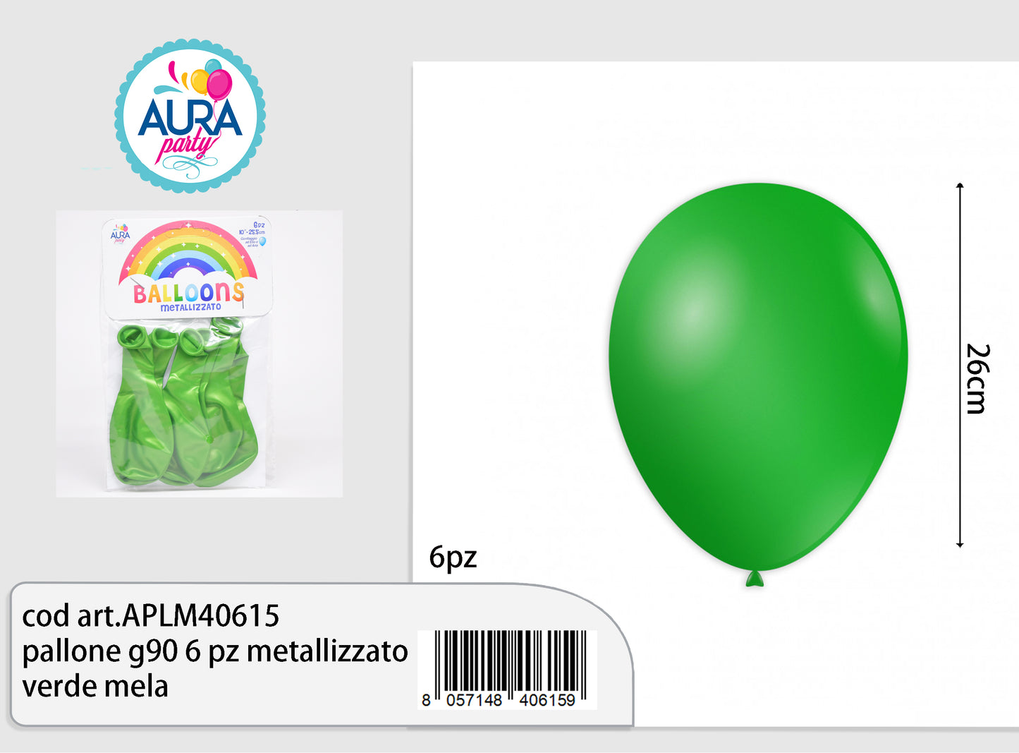 pallone g90 6 pz metallizzato verde mela