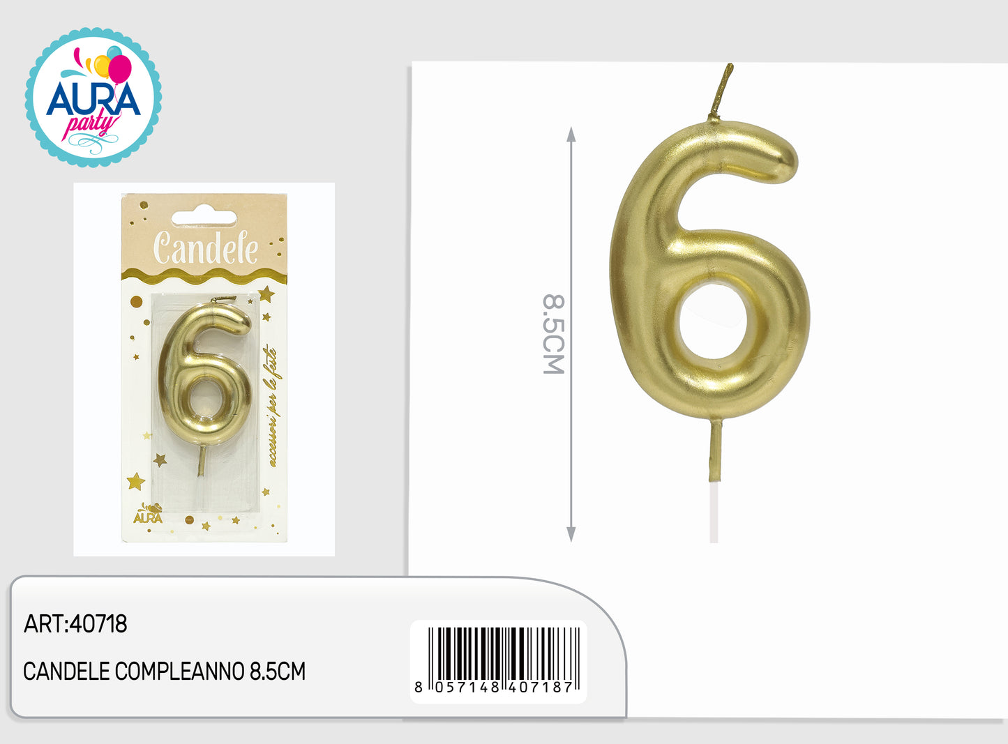 Candele compleanno 8.5cm oro 6